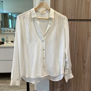 Pure silk white button down